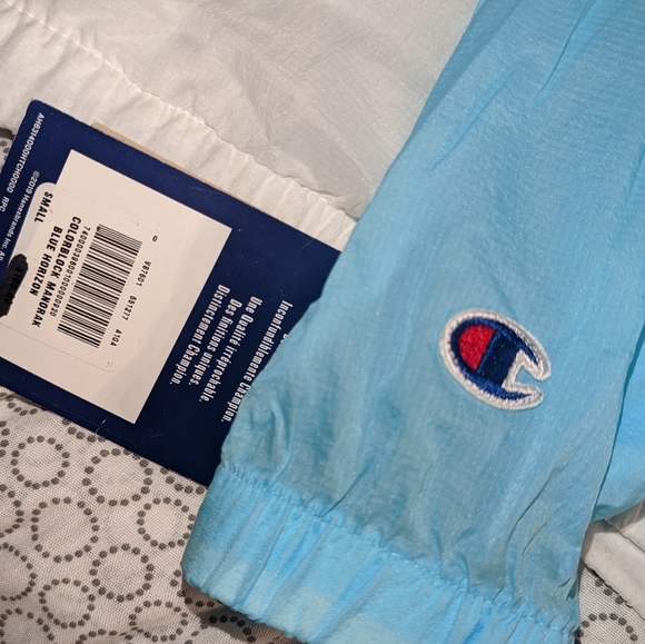 Champion Anorak/ Windbreaker Pullover In Baby Blue/Pink/White, Size S - Picture 4 of 6